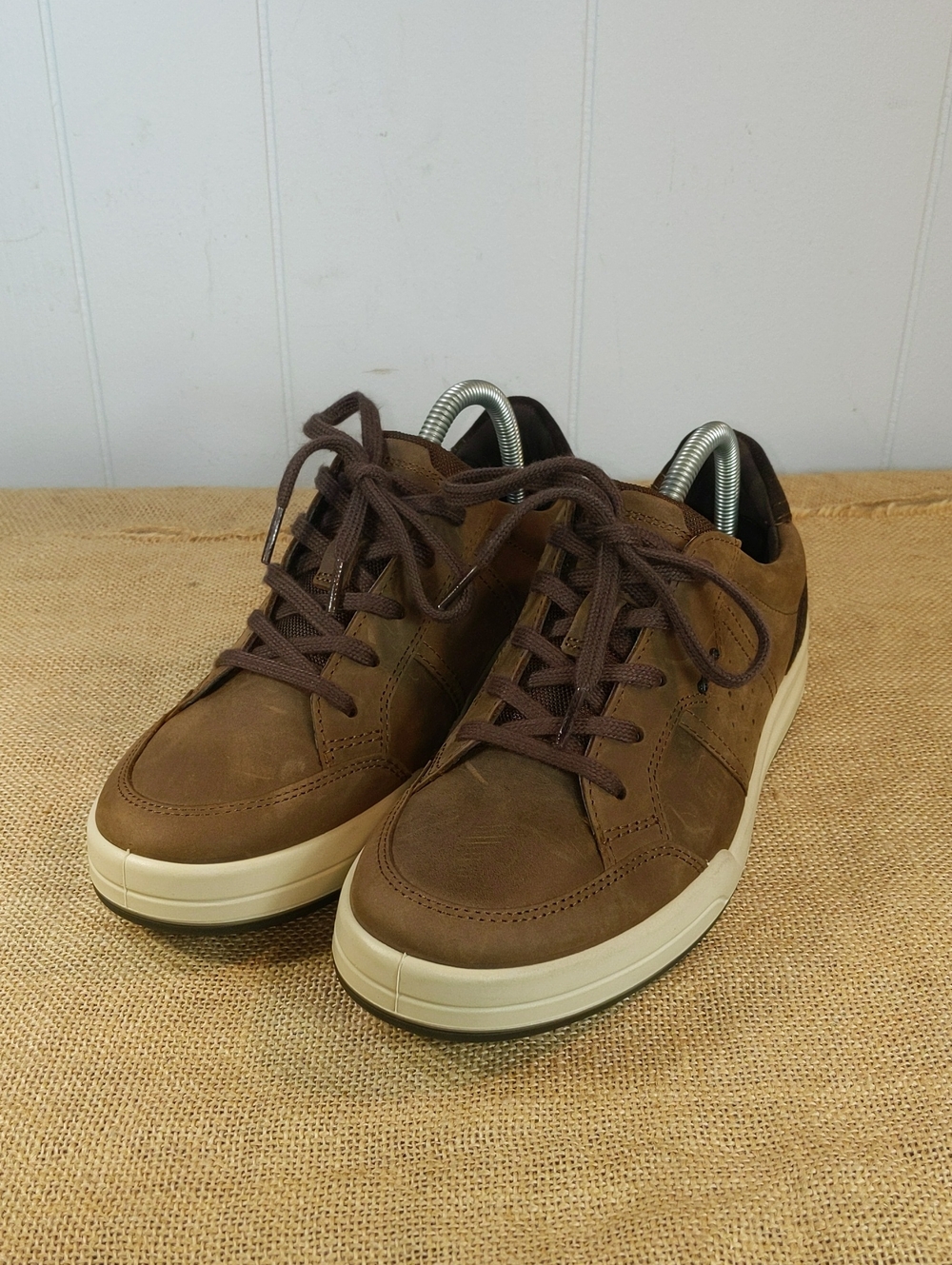 Ecco Jack Low Top Leather Sneakers Mens Sz 40EU/7US, Cocoa Brown/Beige